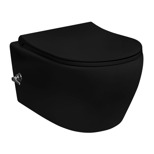 Aloni Rimoff Ophang wc mat Zwart met Hendel Warm / Koud Water