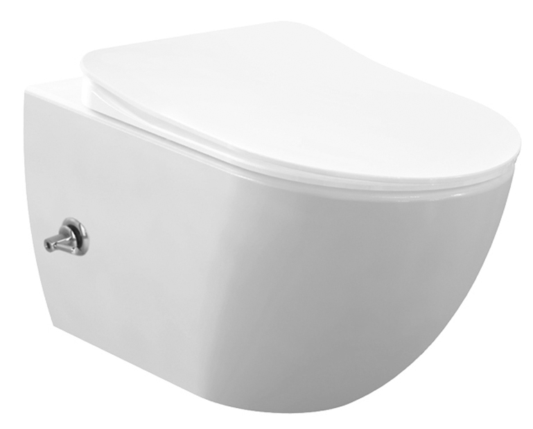 Design Ophang Wc Wit Met Rvs Sproeier (Bidet) Rimoff Met Een Geïntegreerde Warm / Koud Water Kraan