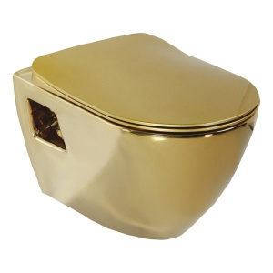 Design Ophang Wc Goud Met Rvs Sproeier Wit Van Binnen (Bidet)