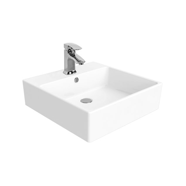 Mass Opbouw Wastafel Wit Keramiek 50x50cm