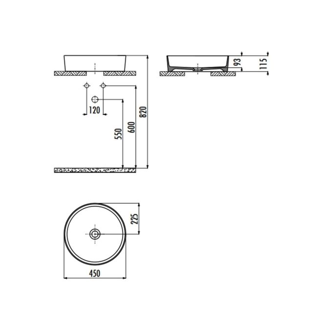 Ultra Waskom Loop Opbouw Wastafel Rond 45 cm Mat Wit