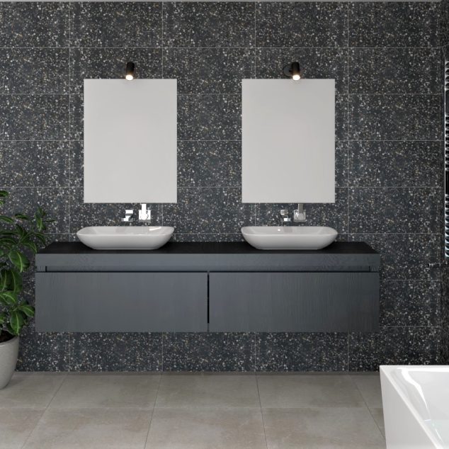 Mat Zwart Vloertegels Vlt 30x60 cm DKD1583 (13347)